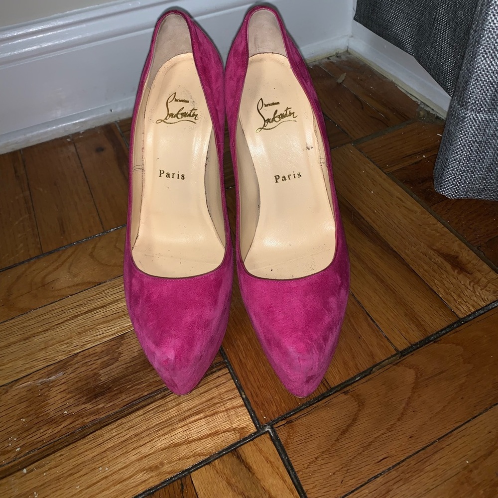 Christian Louboutin Pink Suede Pointed Toe Pumps